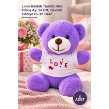 Yenilig 5 Adet Peluş Oyuncak Ayıcık – Love Baskılı Tişörtlü Mor Peluş Ayı 25 Cm, Sevimli Hediye Plush Bear