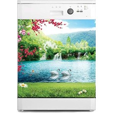 Defne Store Bulaşık Makinesi Sticker Kaplama Beyaz Eşya Kaplama Şelale Kuğu