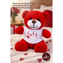 Yenilig 5 Adet Peluş Ayıcık – Kırmızı Love Tişörtlü Peluş Oyuncak 25 Cm, Sevimli Hediye ve Plush Bear