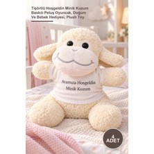 Yenilig 4 Adet Peluş Kuzu – Tişörtlü Hoşgeldin Minik Kuzum Baskılı Peluş Oyuncak, Doğum ve Bebek Hediyesi, Plush Toy