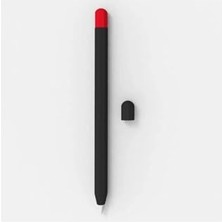 Defne Store Apple Pencil Pro Için Siyah Çift Renkli Kaymaz Silikon Koruyucu Kılıf