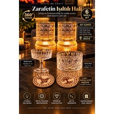 BB Craft Işıklı Dönen Bardak Seti 6 Parça 360° LED Cam Set | 2 Bardak + Ayaklı Kase + Geniş Kase + 2 Bardak Altlığı