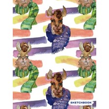 Defne Store Lama Temalı Çizim Defteri, Boş Çizim Kağıdı, Yaratıcı Sanatçı Kompozisyon Defteri