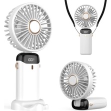 Bg Taşınabilir USB Vantilatör, 4200MAH Şarjlı El Tipi Fan, LED Ekranlı, 3'ü 1 Arada El/boyun/masa Fanı, Yaz, Ofis, Seyahat Için, Kadınlar, Kızlar ve Çocuklara Hediye (Beyaz)