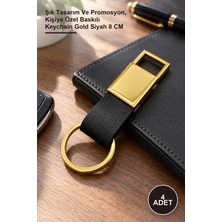 Yenilig 4 Adet Toptan Metal Deri Anahtarlık – Şık Tasarım ve Promosyon, Kişiye Özel Baskılı Keychain Gold Siyah 8 cm