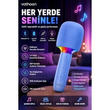 Defne Store Hoparlör, Vothoon Çocuk ve Yetişkin Karaoke Mikrofonu Kablosuz Rgb Ambiyans Işığı Ses Değiştirme Modlu Mavi