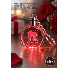 Yenilig 4 Adet Işıklı Kristal Anahtarlık – Renk Değiştiren Tasarım, Içinde Gül ve I Love You Forever Motifi, Pil Ile Çalışan