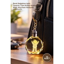 Yenilig 10 Adet Kristal Astronot Anahtarlık – Renk Değiştiren Işıklı Tasarım, Cam Kristal Anahtar Süsü, Keychain Hediyelik