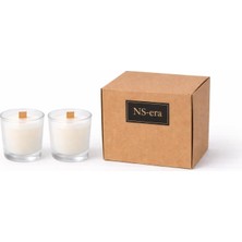 Prime Tarçın Kokulu Soya Mum Seti, Ahşap Fitil, 2’li Cam Bardak Mum, 40 Ml, Dekoratif & Hediyelik