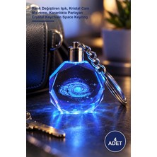 Yenilig 4 Adet Galaxy Gezegen Tasarımlı Işıklı Kristal Anahtarlık – Renk Değiştiren Işık, Kristal Cam Malzeme, Karanlıkta Parlayan Crystal Keychain Space Keyring