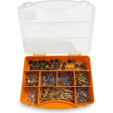 Defne Store Organizer, 5n Vera Karışık Çivi ve Dekoratif Kabara Seti, 651 Parça, 8 Bölmeli Kutulu, Beton, Ahşap, Cam Çivisi ve Antik Kabara