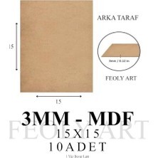 Defne Store 3 mm 15X15 Mdf Plaka (10 Adet); Hobi, Maket, Ahşap El Sanatları Için Uygun (10`lu Paket)