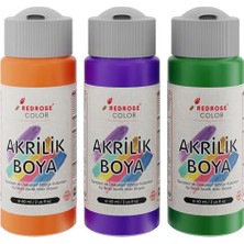 Defne Store Yeşil, Turuncu Akrilik Boya 3'lü Set 3X60 Ml, Mor