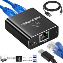 Store Ethernet Splitter 1 Ila 2, Gigabit Ağ Bölücü, RJ45 Lan Internet Bölücü, Bilgisayar, Anahtar, Yönlendirici, Adsl, Set Üstü Kutu, Dijital Tv (Aynı Anda Çalışıyor Için Laı Splitter)