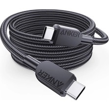 Store 240 W Usb-C - Usb-C Kablosu, 90 cm Çift Örgülü Naylon Tip-C Şarj Kablosu, Siyah - A81C5