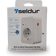 Store Şok ve Akım Korumalı Fiş-Priz, 16A-250V, Max 3600W 720 Joule, Reset Edilebilir, Sürekli Koruma, Toprak Hatlı, Çocuk Korumalı, Siyah Renk, E1TD33S