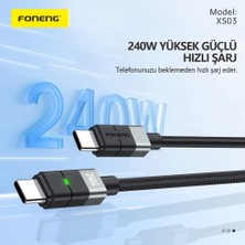 Store XS03 240W 200 cm Pd Type-C Şarj Kablosu Siyah