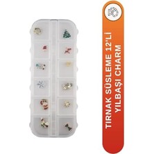 Defne Store Yeni Christmas Temalı 3D Tırnak Charm Süsleri, 12 Çeşit, 1 Renk