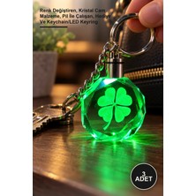 Yenilig 3 Adet Yonca Motifli Işıklı Kristal Anahtarlık – Renk Değiştiren, Kristal Cam Malzeme, Pil Ile Çalışan, Hediye ve Keychain/led Keyring