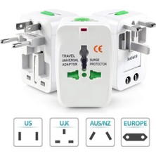 Store Hepsi Bir Arada Dünya Geneli Üniversal Seyahat Adaptörü - 150+ Ülke Uyumlu (Uk/eu/us/aus), Kompakt Boyut (7X5X4 Cm), Beyaz
