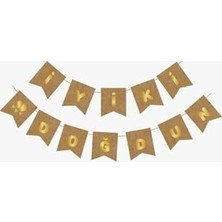 Defne Store Kraft Gold Iyi Ki Doğdun Yaldızlı Banner