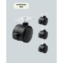 Store Mobilya Için Kilitli 4 cm Tekerlek Ayak Seti