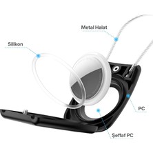 Store Airtag Için Darbeye Karşı Dayanıklı ve Kaybolmaya Karşı Güvenli Metal Halat ile Asılabilir Kılıf (Beyaz)