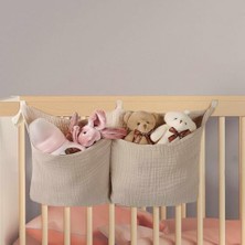 Defne Store Bebek Bezi Düzenleyici, Çok Fonksiyonlu Asılı Bebek Organizeri, 2 Cepli Muslin Kumaş