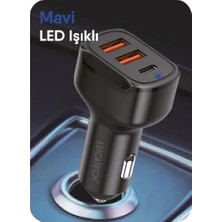 Store 100W Ultra Hızlı Turbo Araç Şarj Başlığı – 2 USB + 1 Pd (Siyah)