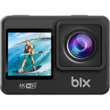 Store Pulse 1 Wi-Fi 4K 30FPS Ultra Hd Aksiyon Kamerası Çift Ekranlı 30 Metre Su Geçirmez Kılıflı Vlog Bisiklet Motosiklet Kask Kamerası Siyah (Siyah)