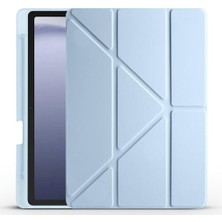 Defne Store Kılıf, Galaxy ile Uyumlu Tab A9 Tri Folding Kalem Bölmeli Standlı Kılıf Mavi