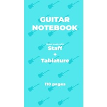 Defne Store Guıtar Notebook. Sheet Music With Staff + Tablature: Light Blue Cover; White Paper, A4 Size, Ideal For Guitarists. 5 Staffs + Tablatures Per Page.