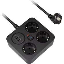 Store Akım Korumalı Avrupa Soket Kartı Tip-C USB 2 M Uzatma Kablosu Emniyet Anahtarı ile
