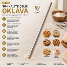 Store 6 Adet 80CM Çelik Lux Metal Oklava