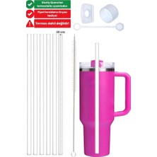 Defne Store Bardak, 10 Parça Stanly Quencher Uyumlu 30 40 Oz Pipet Kapak Tıpa Seti Sızdırmaz Yedek Aksesuarları