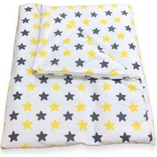 Defne Store Bebek Çocuk Tek Nevresim Yorgan Kılıfı Gri Sarı Yıldızlı 110X150 cm