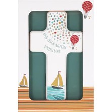 Defne Store Çocuklar Için Isa Figürlü Kayın Ahşap Duvar Haçı, 18 x 11 Cm, Beyaz Boyalı, Renkli Baskılı Hediye Paketi