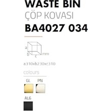Defne Store 9 L Gold Pedallı Çöp Kovası, 310X230X310 mm