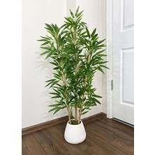Defne Store Beton Saksıda Spiral Yapay Bambu, 140 cm