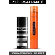 Defne Store Saç Dolgunlaştırıcı Keratin Fibers Siyah Topik Saç Tozu 50 G + Saç Spreyi 400 ml 2'li Set 2 Renkli