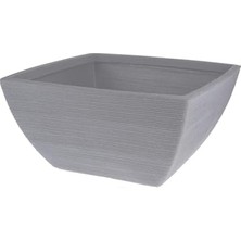 Defne Store Yivli Gri Plastik Kare Saksı G 52 cm D 52 cm Y 25 cm