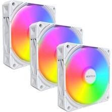 Store E28 Argb 120 mm Kasa Fanı, Gelişmiş Soğutma Verimliliği Için 28 mm Kalınlığında Fan, Pwm 4 Pimli, Fdb Rulman, Sessiz Düşük Gürültü, 2000 Rpm, Aıo Uyumlu (Beyaz, 3'ü 1 Arada Paket)