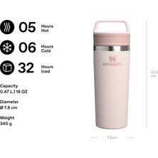 Store Café-To-Go Termos Bardak 0.47 Litre - Pembe Kuvars (Rose Quartz) | Paslanmaz Çelik