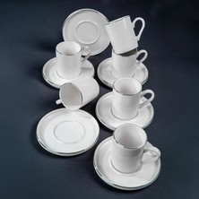 Store Heda Porselen 12 Parça 6 Kişilik Kahve Fincan Takımı | 100 ml Porselen Türk Kahvesi Fincan Seti | Şık Kahve Sunum Takımı