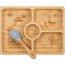 Defne Store Bölmeli Organik Bambu Kare Yemek Takımı 1073568