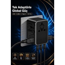 Defne Store Dönüştürücü, 45W Evrensel Seyahat Şarj Adaptörü Fiş | Ac Priz | 3xtype-C | 2xusb-A | Us Eu Uk Au Uyumlu