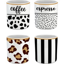 Store Coffee Cups/japanese Tea Cup/mug Set/coffee Cup Middle Size/cups No Handle/4 x 210 ml (Coffee, Espresso, Vertical Black Line, Leopard)