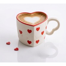 Store Kalp Tasarımlı El Yapımı Seramik Kahve Kupası – Sevgiliye Hediye Çay ve Kahve Mug Kupa - 300 ml