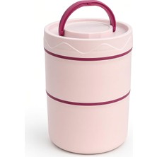 Store 2 Katlı Beslenme Kabı Taşıma Saplı Sefer Tası, Pembe