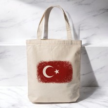 Store Türk Bayrağı - Baskılı Bez Omuz Çantası Pinterest Çanta (35X40 Cm)